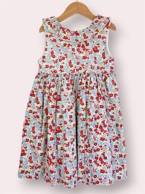 NWT Edgehill Collection‎ Dress Floral Cotton Light Blue Red Flowers Size 6 yrs